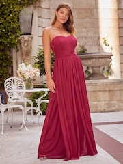 Rot - Lipsy Bella Brautjungfern-Bandeaukleid mit verschiedenen Tragemöglichkeiten - Bild 1 von 3