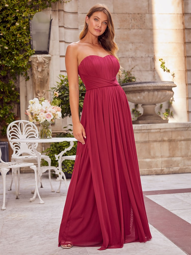 Rot - Lipsy Bella Brautjungfern-Bandeaukleid mit verschiedenen Tragemöglichkeiten - Bild 1 von 3