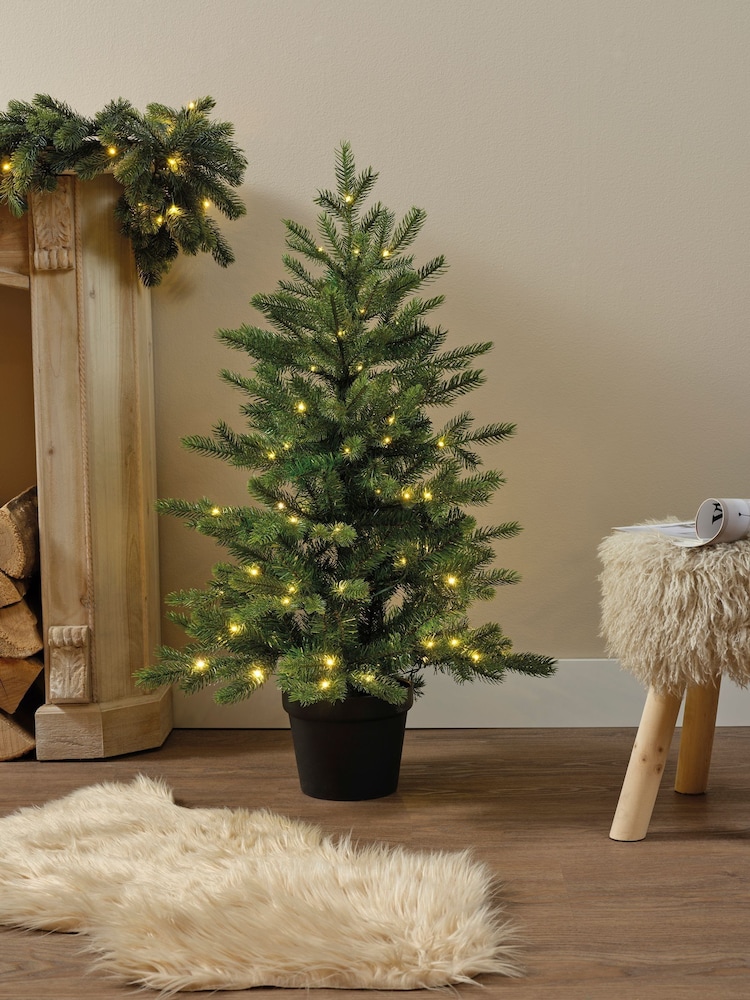 Everlands Green Warm White 3ft Grandis Pre-Lit Christmas Tree - Image 1 of 5 Everlands Green Warm White 3ft Grandis Pre-Lit Christmas Tree - Image 1 of 5