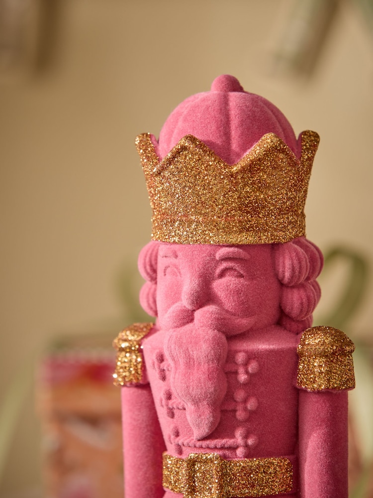 Cath Kidston Pink Flocked Christmas Nutcracker Decoration - Image 2 of 4 Cath Kidston Pink Flocked Christmas Nutcracker Decoration - Image 2 of 4