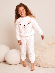 Lipsy White Mini Cosy Fleece Novelty Pyjamas - Image 2 of 4