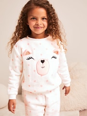 Lipsy White Mini Cosy Fleece Novelty Pyjamas - Image 3 of 4