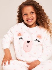 Lipsy White Mini Cosy Fleece Novelty Pyjamas - Image 4 of 4