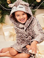 Lipsy Brown Christmas Novelty Reindeer Dressing Gown - Image 1 of 4