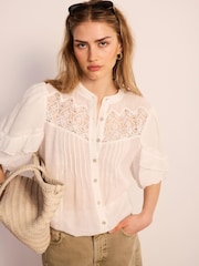 Mint Velvet White Crochet Detail Blouse - Image 2 of 8