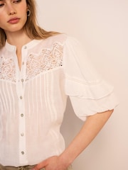 Mint Velvet White Crochet Detail Blouse - Image 5 of 8