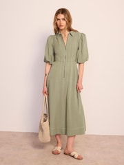 Mint Velvet Green Utility Midi Shirt Dress - Image 1 of 7