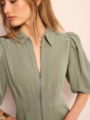 Mint Velvet Green Utility Midi Shirt Dress - Image 3 of 7