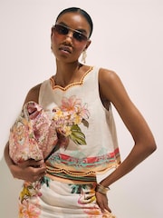 River Island Cream Del Maar Sleeveless Cutwork Printed Shell Top - Image 3 of 6