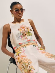 River Island Cream Del Maar Sleeveless Cutwork Printed Shell Top - Image 4 of 6