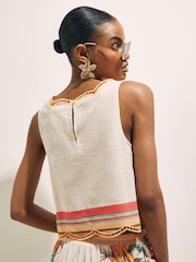 River Island Cream Del Maar Sleeveless Cutwork Printed Shell Top - Image 6 of 6
