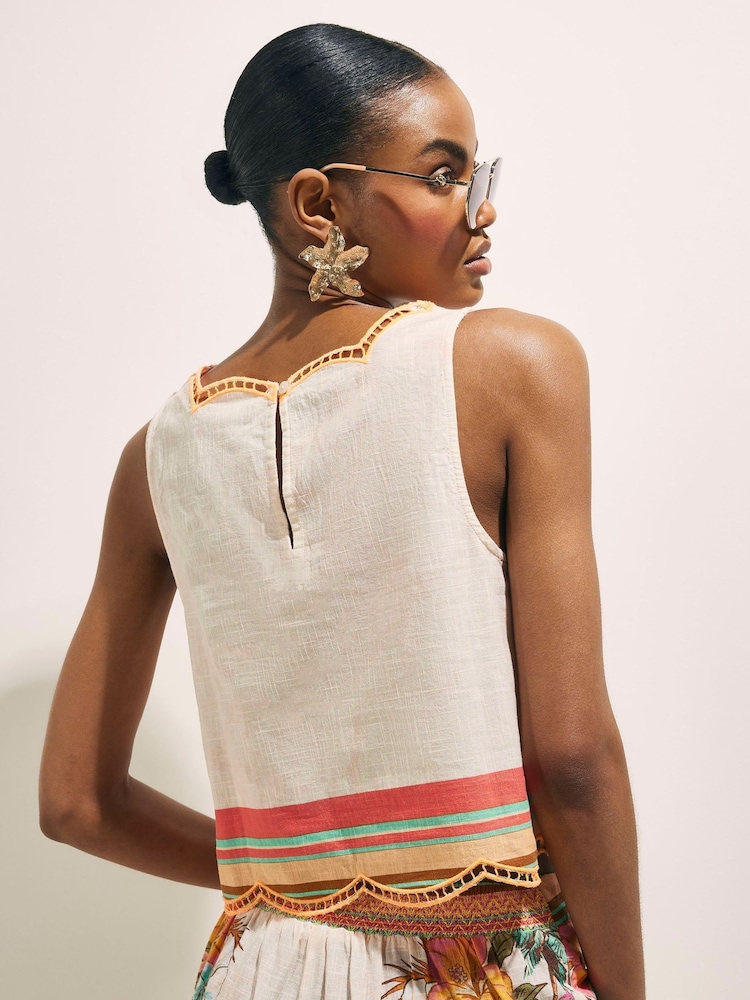 River Island Cream Del Maar Sleeveless Cutwork Printed Shell Top - Image 6 of 6