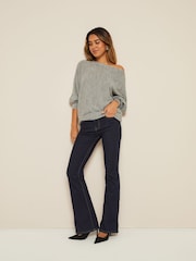 Friends Like These Grey Batwing Knitted Off The Shoulder Jumper - Image 3 of 4