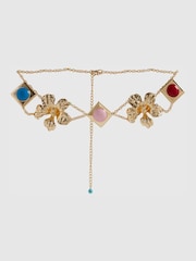 River Island Del Maar Flower Beaded Chain Belt - Imagen 1 de 2