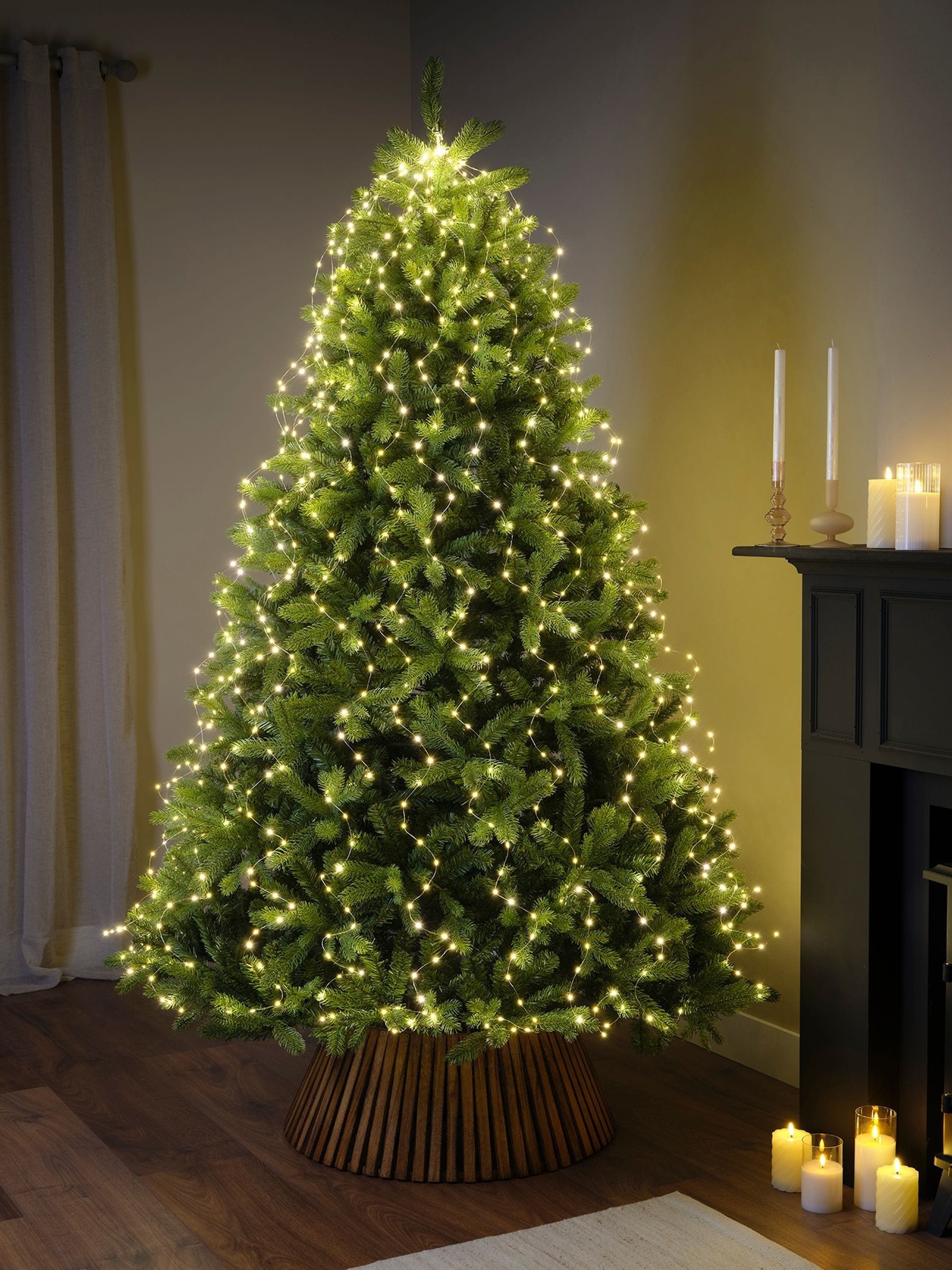 Lumineo Unisex Silver Warm White 7Ft Led Micro Wire Christmas Tree Bunch Lights