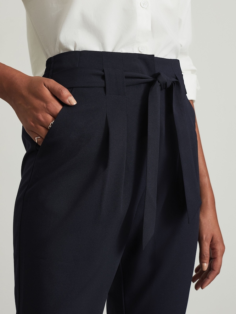 Lipsy Blue Tailored Belted Tapered Trousers - Image 4 of 4