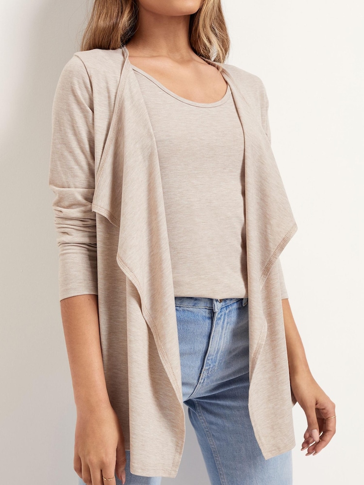 Lipsy Oatmeal Petite Waterfall Cardigan - Image 4 of 4 Lipsy Oatmeal Petite Waterfall Cardigan - Image 4 of 4