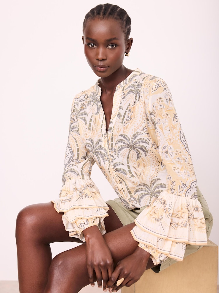 Mint Velvet Green Palm Print Blouse - Image 1 of 7 Mint Velvet Green Palm Print Blouse - Image 1 of 7
