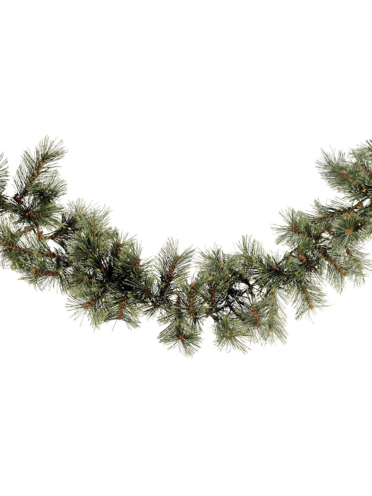 Everlands Green Warm White 270cm Cashmere Pre-Lit Christmas Garland - Image 2 of 3 Everlands Green Warm White 270cm Cashmere Pre-Lit Christmas Garland - Image 2 of 3