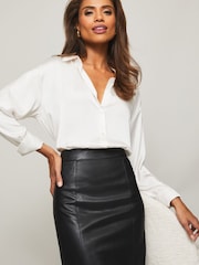 Lipsy Black Faux Leather Pencil Skirt - Image 4 of 4