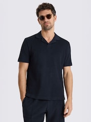 MOSS Blue Terry Towelling Cotton Polo Shirt - Image 1 of 4
