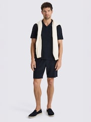MOSS Blue Terry Towelling Cotton Polo Shirt - Image 2 of 4