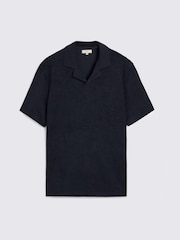 MOSS Blue Terry Towelling Cotton Polo Shirt - Image 4 of 4
