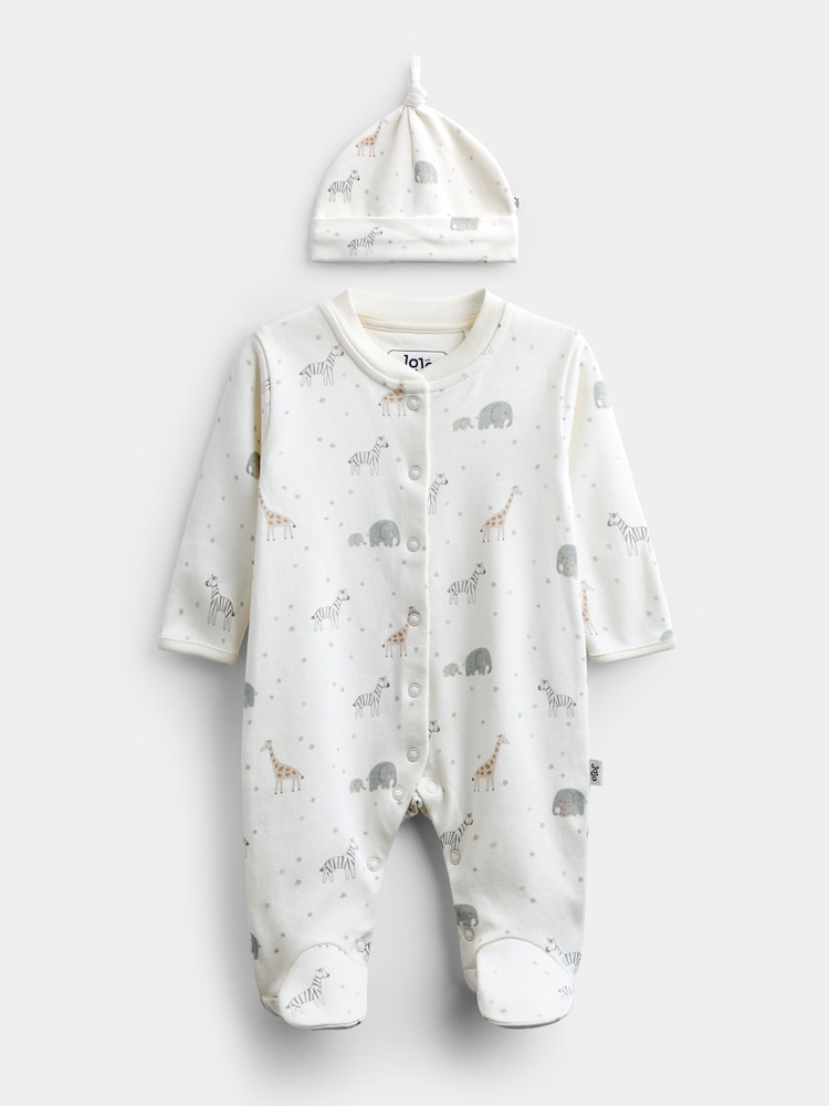 Jojo Maman Bébé Safari Sleepsuit & Hat Set - Εικόνα 1 του 7