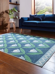 Scion Midnight Blue Tulip Trellis Blush Washable Rug - Image 2 of 6