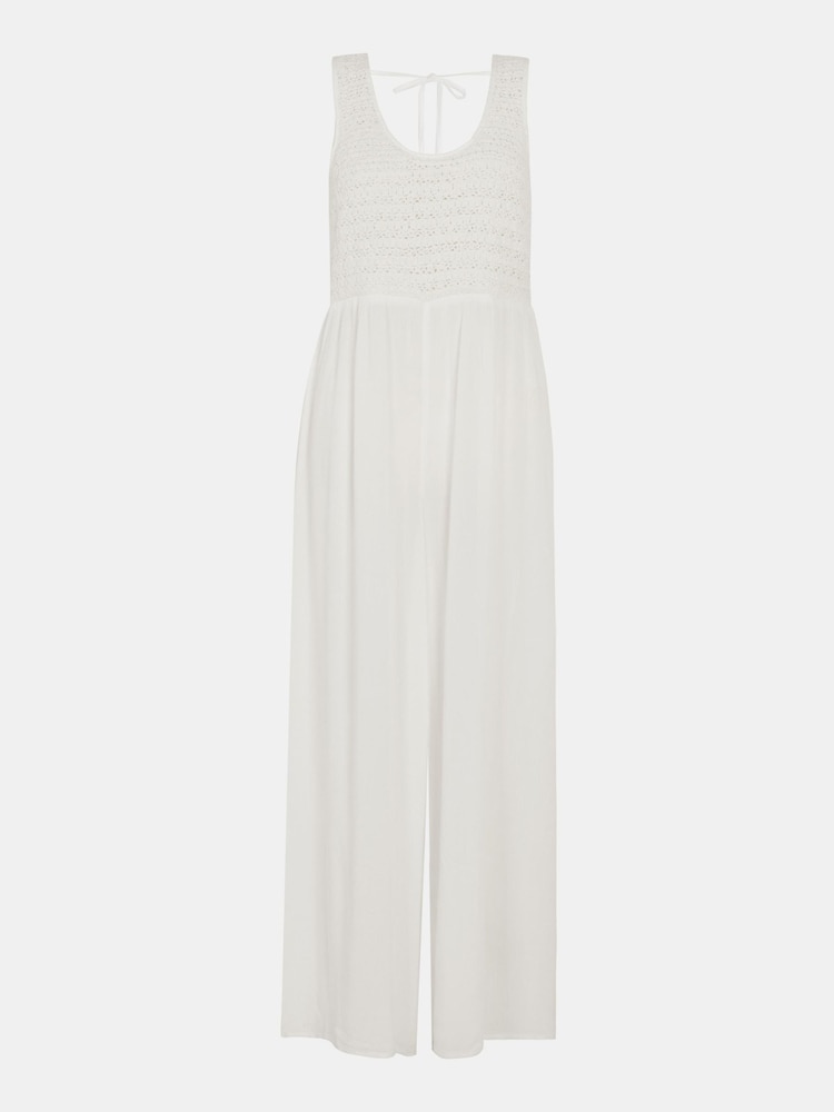 Accessorize Cream Sleeveless Crochet Jumpsuit - Image 1 of 3 Accessorize Cream Sleeveless Crochet Jumpsuit - Image 1 of 3