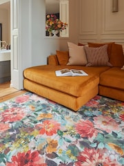 Clarke and Clarke Teal & Rouge Red Tahiti Spring Washable Rug - Image 2 of 6