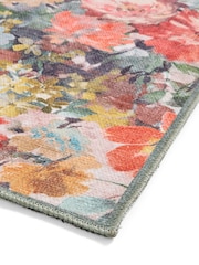 Clarke and Clarke Teal & Rouge Red Tahiti Spring Washable Rug - Image 5 of 6