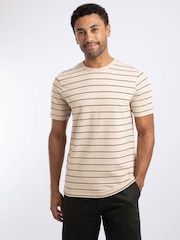 Weird Fish Cream Grayson Textured Stripe T-Shirt - Image 1 of 7