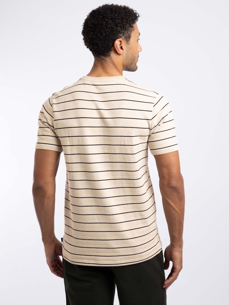 Weird Fish Cream Grayson Textured Stripe T-Shirt - Image 2 of 7 Weird Fish Cream Grayson Textured Stripe T-Shirt - Image 2 of 7