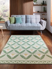 Scion Pine Green Tulip Trellis Blush Washable Rug - Image 1 of 6