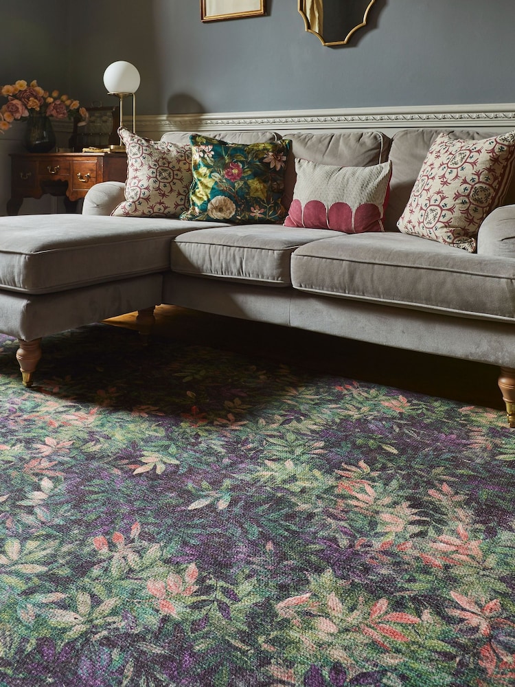 Clarke and Clarke Mulberry Purple Congo Jungle Washable Rug - Image 1 of 6 Clarke and Clarke Mulberry Purple Congo Jungle Washable Rug - Image 1 of 6