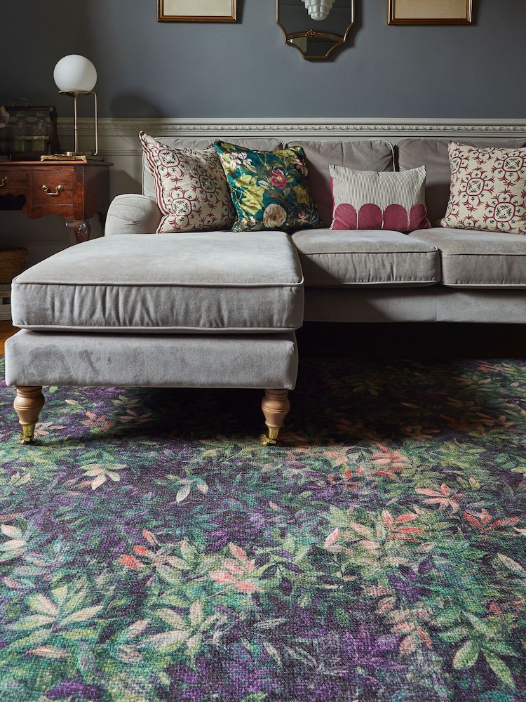 Clarke and Clarke Mulberry Purple Congo Jungle Washable Rug - Image 2 of 6 Clarke and Clarke Mulberry Purple Congo Jungle Washable Rug - Image 2 of 6