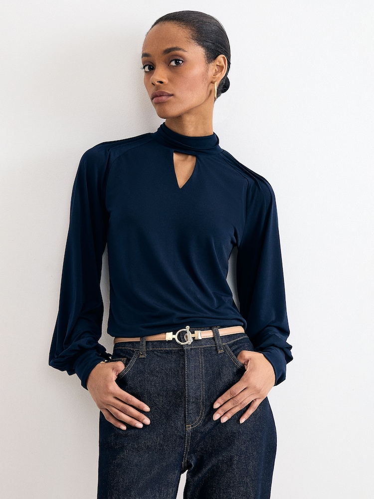 Phase Eight Blue Ilaria Drape Sleeve Top - Image 1 of 7