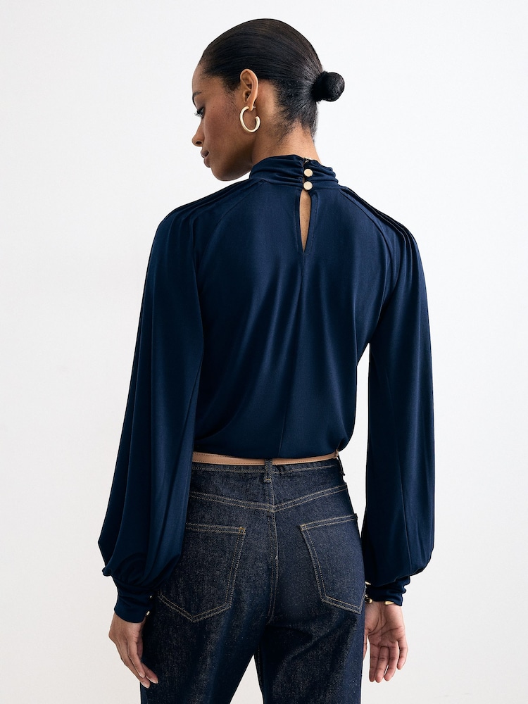 Phase Eight Blue Ilaria Drape Sleeve Top - Image 2 of 7