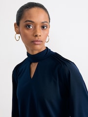 Phase Eight Blue Ilaria Drape Sleeve Top - Image 4 of 7