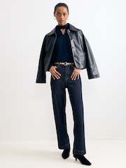 Phase Eight Blue Ilaria Drape Sleeve Top - Image 6 of 7