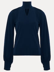 Phase Eight Blue Ilaria Drape Sleeve Top - Image 7 of 7