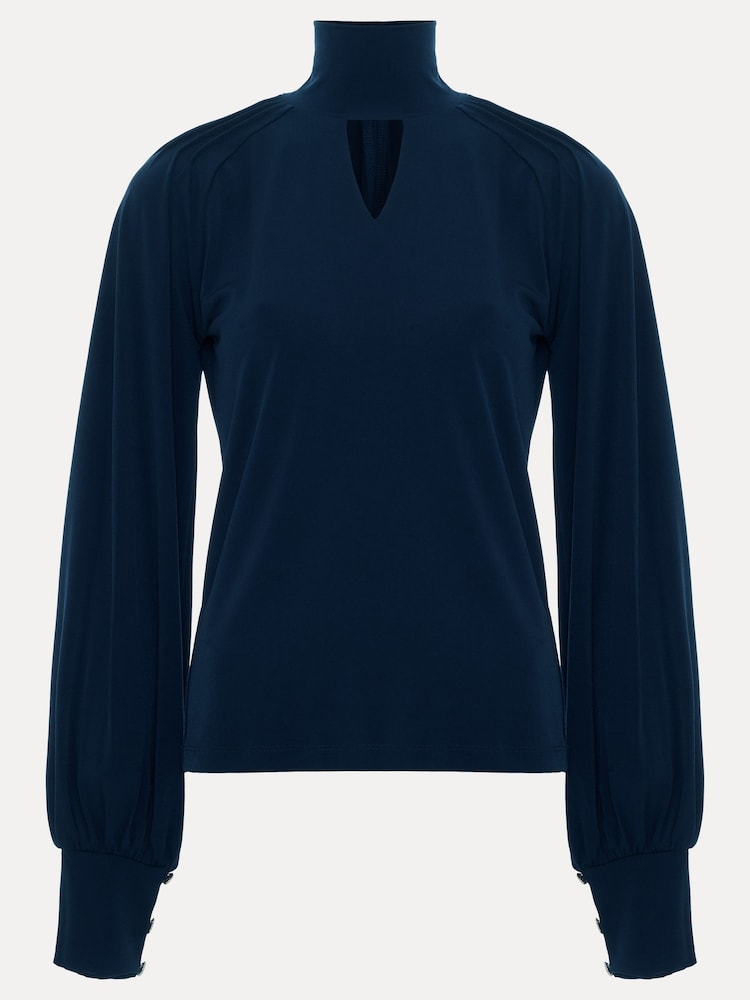 Phase Eight Blue Ilaria Drape Sleeve Top - Image 7 of 7