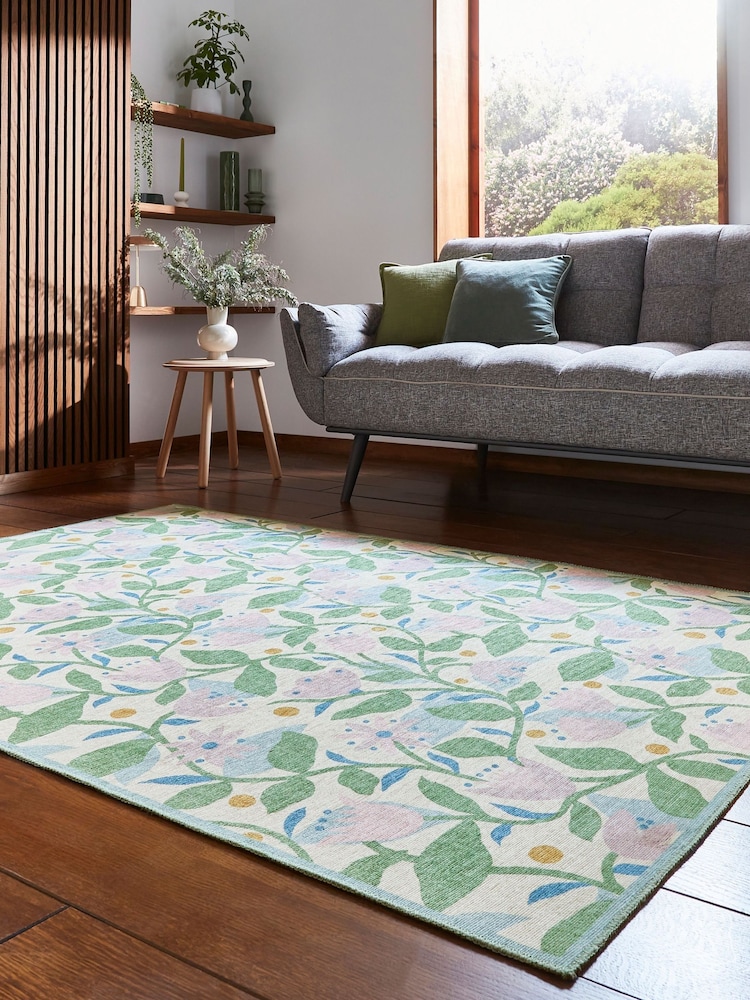 Scion Juniper/Violet Green Dancing Daisies Juniper/Violet Washable Rug - Image 2 of 6 Scion Juniper/Violet Green Dancing Daisies Juniper/Violet Washable Rug - Image 2 of 6