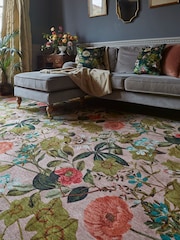 Clarke & Clarke Blush Pink Passiflora Blush Washable Rug - Image 2 of 6