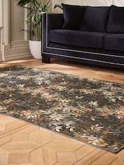 Clarke and Clarke Salt & Pepper Natural Congo Jungle Washable Rug - Image 1 of 6