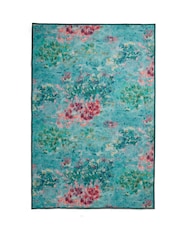 Clarke and Clarke Rose Teal Teal Blue Fiore Rose Teal Washable Rug - Image 4 of 6