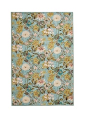 Clarke & Clarke Mineral Teal Blue Passiflora Blush Washable Rug - Image 4 of 6