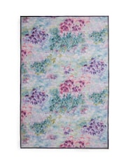 Clarke and Clarke Heather Purple Fiore Rose Teal Washable Rug - Image 4 of 6