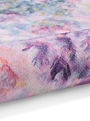 Clarke and Clarke Heather Purple Fiore Rose Teal Washable Rug - Image 6 of 6